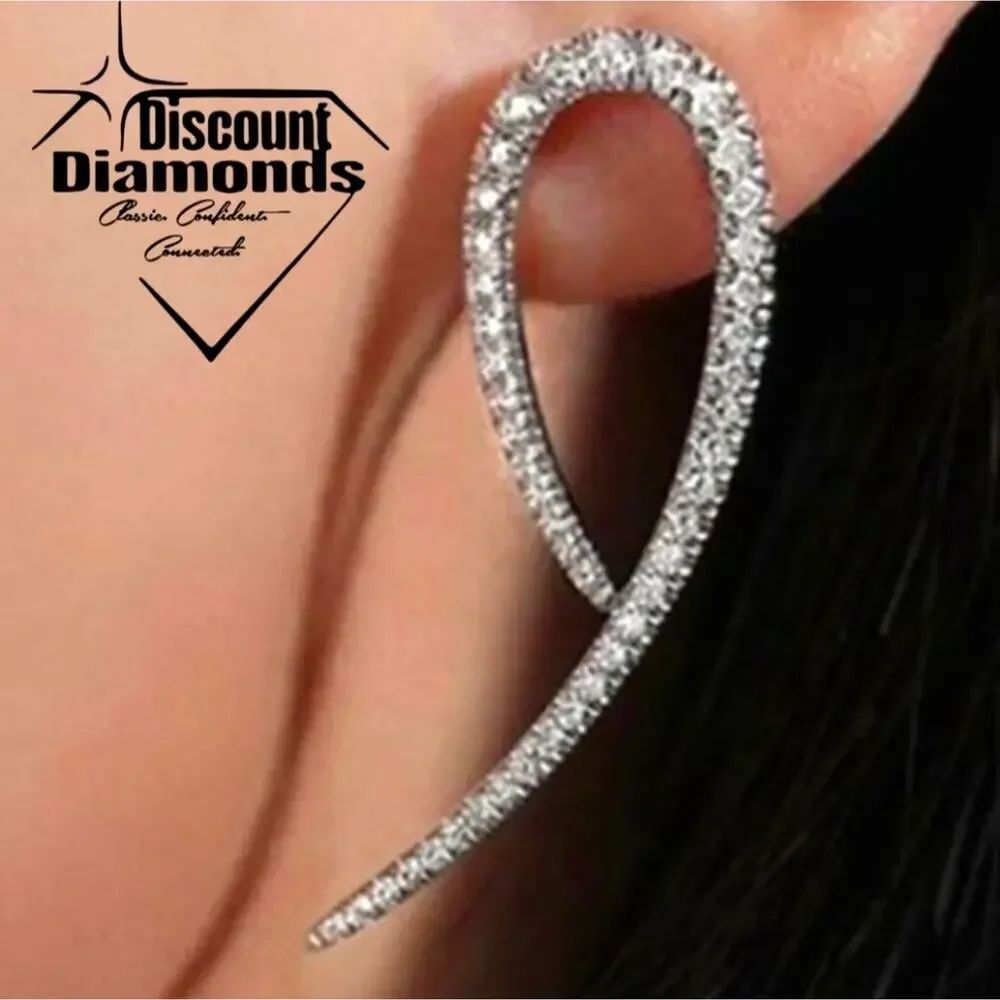 New Women's Clear White Diamond Dangle Stud Back Earrings o…